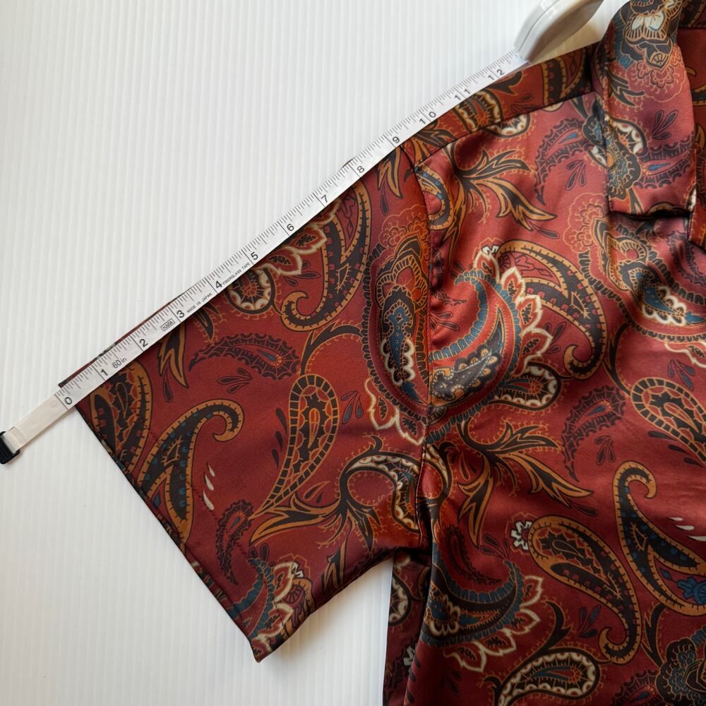 Urban Outfitters Satin Paisley Shirt Men's Small Retro Resort Festival Vacation - Picture 9 of 16